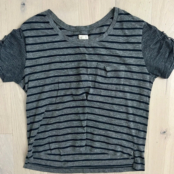 aerie Tops - Aerie Navy/Gray Striped Tee